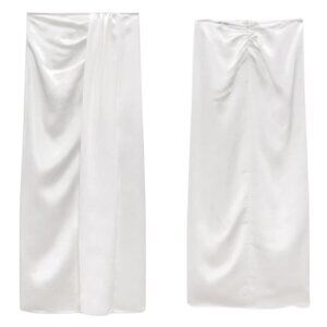 SATIN EFFECT DRAPED SKIRT SS22 ECRU | 3391/685